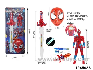 24cm spiderman with light sword & mask& gun