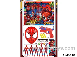 5pcs 14cm spiderman & EVA shooting gun & mask & card sets