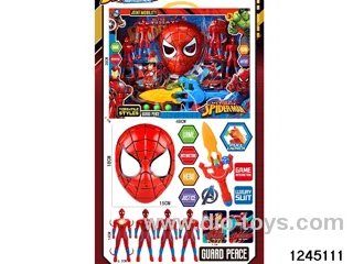4pcs 14cm spiderman & mask & card & slingshot sets