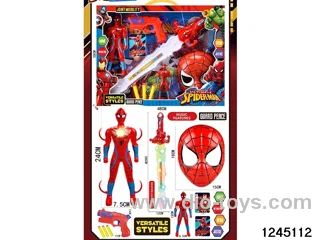 24cm & 14cm spiderman with sword & EVA bullet gun & mask weapon sets