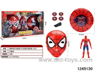 spiderman ligth mask & figure & launcher shield toys sets
