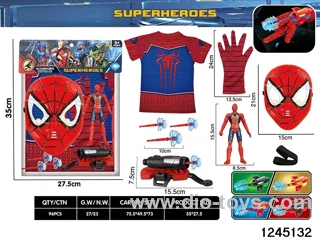 spiderman ligth mask & light figure & clothe & launcher & gloves toys sets