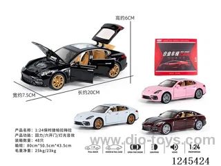 1:24 Porsche Paramera pull back alloy car W L/M (6pcs) included battery