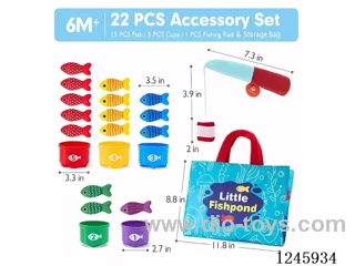 Fishing Set: (1 fishing rod + 15 small fish + 5 cups + 1 storage bag)