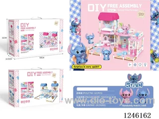 Stitch luxury lighting big villa house random 2 dolls