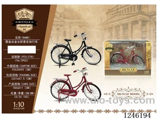 1:10 Alloy Retro Bike, 2 Colours Mix - free wheel
