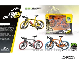 1:8 Alloy Mountain Bicycle, 3 Colours Mixed-free wheel