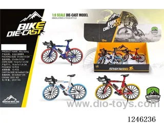 1:8 Alloy Mountain Bike, 3 Colours Mixed, 12PCS/box - Free wheel