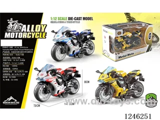 Alloy motorbike - pull back, W L/M, included battery
