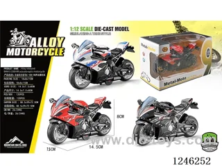 Alloy motorbike - pull back, W L/M, included battery
