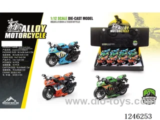Kawasaki H2 alloy motorbike - pull back, W L/M, included battery
