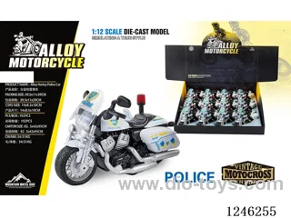 Harley alloy police motorcycle - pull back, W L/M, included battery