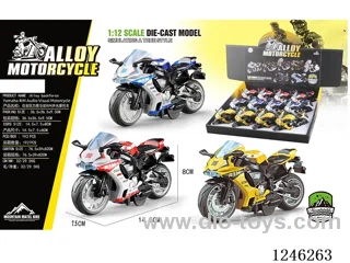 Alloy motorbike - pull back, W L/M, included battery