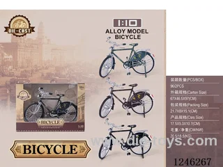 1:10 Alloy Vintage Bike, 3 Colour Mixed - free wheel