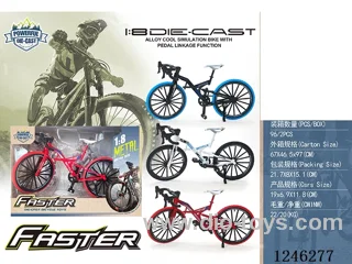 1:8 Alloy Mountain Bicycle, 3 Colours Mixed-free wheel