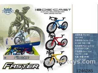 1:8 Alloy Mountain Bike, 3 Colours Mixed, 12PCS/Box-free wheel
