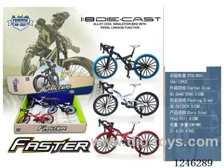 1:8 Alloy Mountain Bicycle, 3 Colours Mixed Pack, 12PCS/box - Free wheel