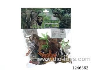 Tiger + Lion + 12 Animals + 1 Tree / Wolf + Leopard + 12 Animals + 1 Tree (2-piece mixed pack) (Children's role-play toys, educational toys, premium gifts, tabletop ornaments - cross-border exclusive)