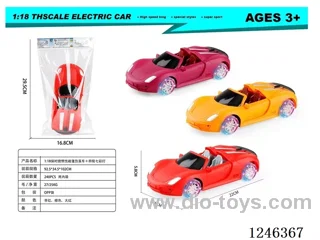 1:18 Porsche Inertia  Car + Four-Wheel Colourful Lights (Includes 3*AG13 Button Batteries)3 colors