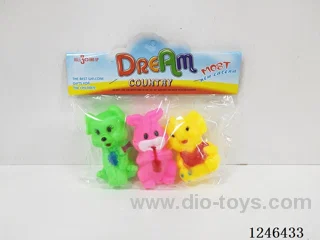 BB Whistle Rubber-moulded Dog Rabbit Elephant 3PCS