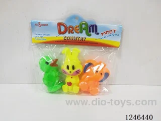 BB Whistle Rubber-moulded Rabbit Duck Elephant 3PCS