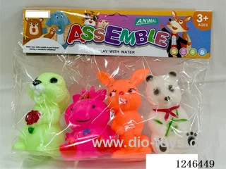 Rubber-moulded BB Whistle Animals 4PCS