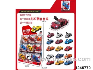 1:36 pull back metal car with light and music with 4pcs Trapezoidal Shelf(4 style multiple color random mix)