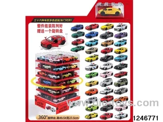1:36 open door pull back metal car with light and music with Rotating Display Plate