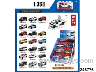 1:36 open door pull back metal car with light and music with 4 pcs trapezoidal