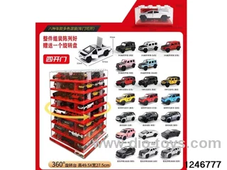 1:36 open door pull back metal car with light and music with Rotating Display Plate
