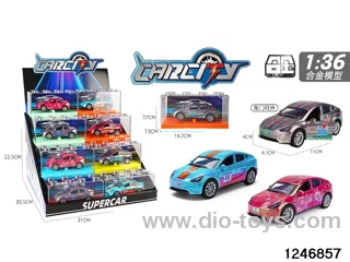 1:36 pull back metal car with iridescent color