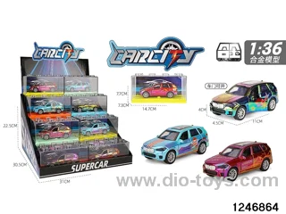 1:36 pull back metal car with iridescent color