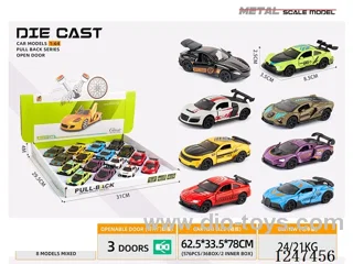 1:64 pull back alloy car 3 doors openable 12PCS