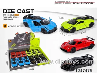 1:36 pull back alloy car openable door 12PCS W L/M