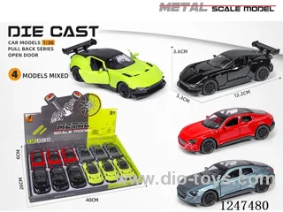 1:36 pull back alloy car openable door 12PCS