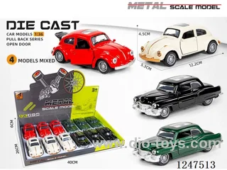 1:36 pull back alloy car 3 doors openable 12PCS W L/M