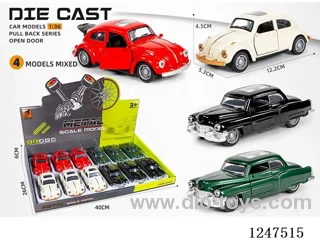 1:36 pull back alloy car 3 doors openable 12PCS