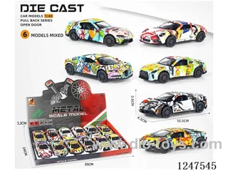 1:43 pull back alloy car openable door 12PCS