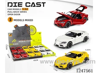 1:32 pull back alloy car 4 doors openable 12PCS W L/M included battery