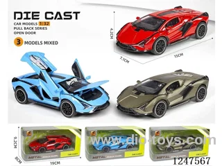 1:32 pull back alloy car 4 doors openable W L/M included battery