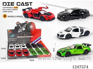 1:43 pull back alloy car openable door 12PCS