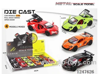 1:36 pull back alloy car 3 doors openable 12PCS W L/M