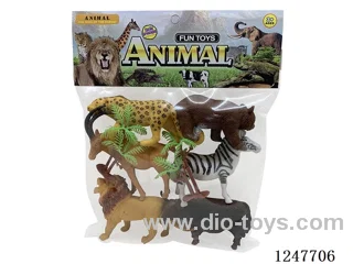 PVC soft plastic polychlorine animals (6PCS 10-12cm animals with tree)