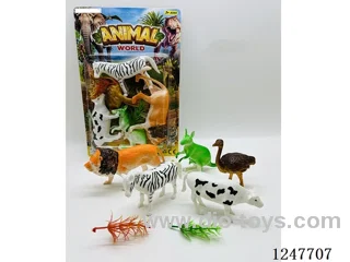 Animal set (5PCS 10- 14cm hollow wild animals with grass)