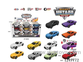 pull back alloy car W L/M included battery 36PCS-12 colors mixed