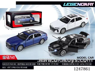 1:28 pull back alloy car W L/M 3 colors mixed
