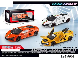1:28 pull back alloy car W L/M 3 colors mixed