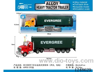 Pull back half alloy American container truck W L/M included battery