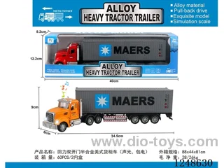 Pull back half alloy American container truck W L/M included battery