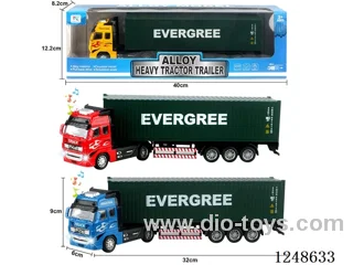 pull back half alloy Euro container truck W L/M included battery